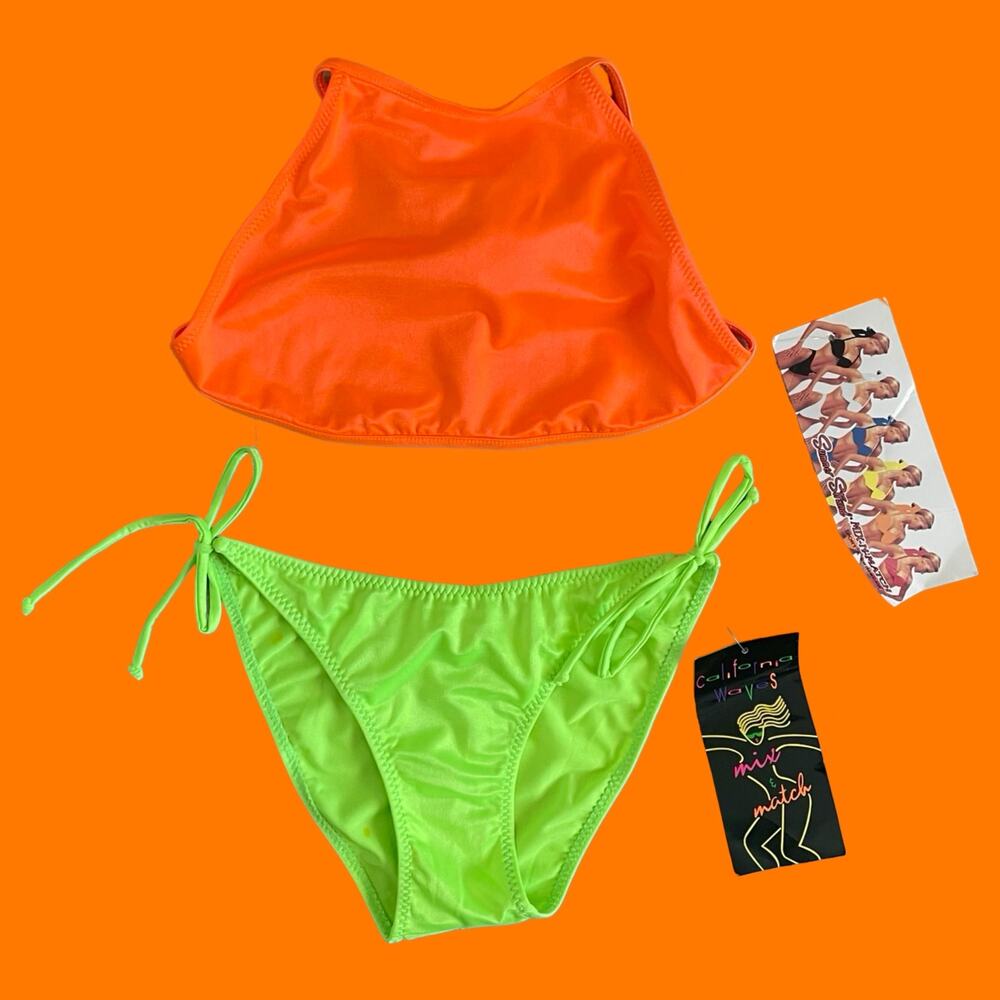 90's 00's vintage neon color block y2k bikini M *runs small* NWT